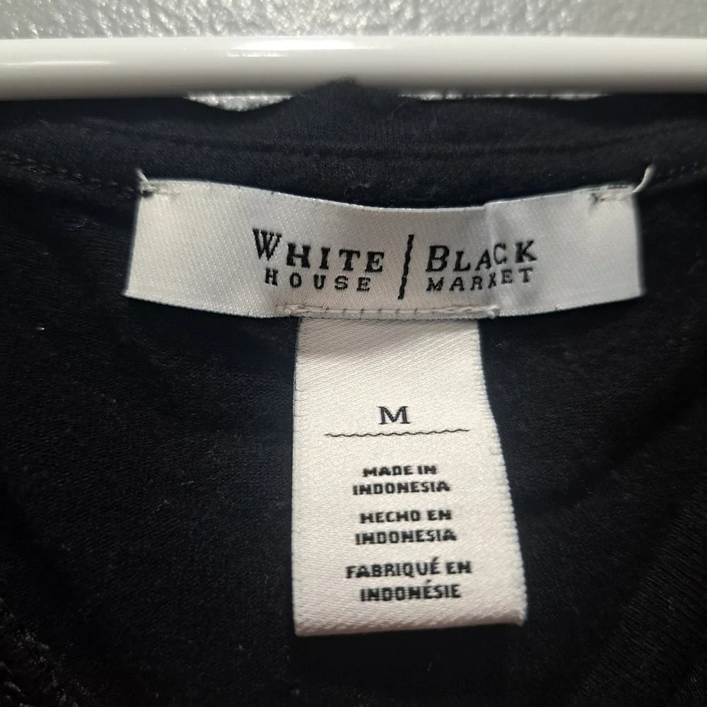 White House Black Market Striped Drawstring Knit Dress Black White 3/4‎ Sleeve M